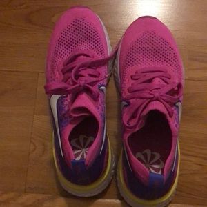 Nike Epic React Flyknit 2 Hot pink and purple worn one time no wear visible.